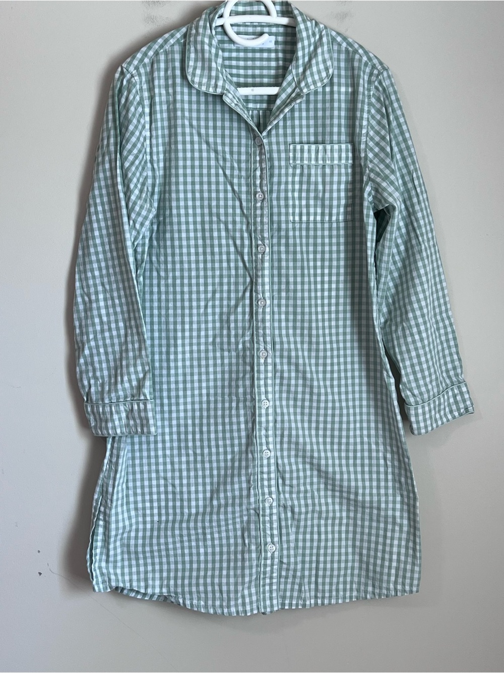Lake Pajama Shirt Dress Gingham‎ Cotton Nightdress Womens XS